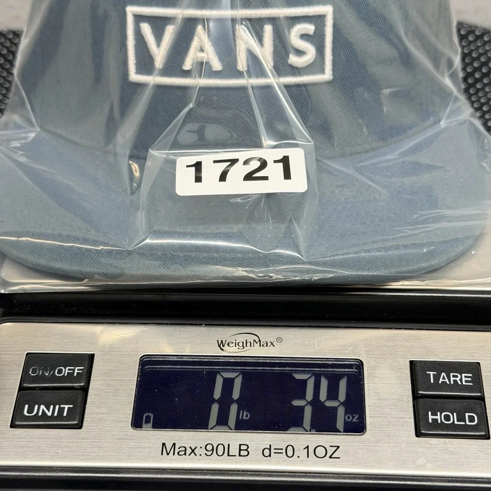 Vans Snapback Hat Blue Flat Bill Cap Embroidered Logo One Size Adjustable